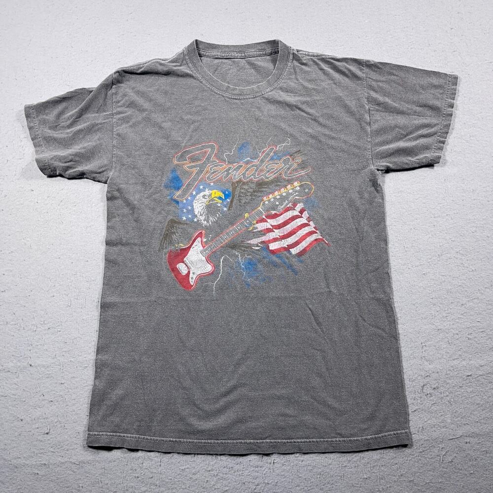 Fender Shirt Men‎ M USA Eagle Guitar American Flag Graphic Tee Rock Patriotic